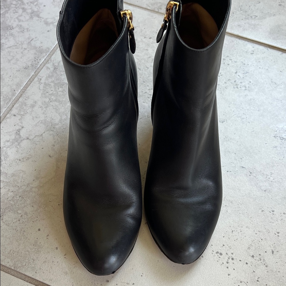 Salvatore Ferragamo Black Heeled Boots with Gold Heel - Picture 6 of 14